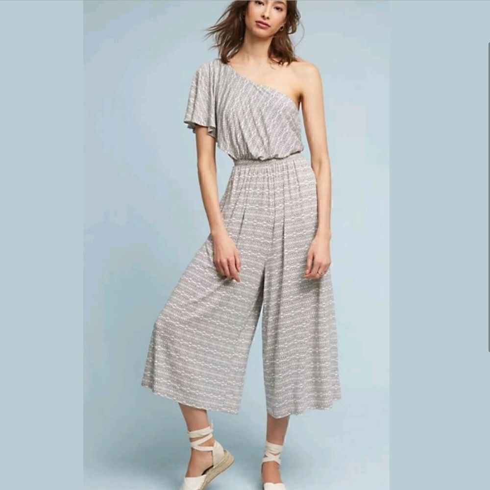 Anthropologie Maeve Jamie One Shoulder Wide Leg Jumpsuit NEW